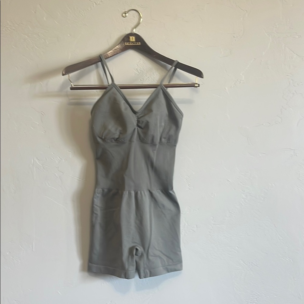 Gray Silky Body Suit with Spaghetti Straps